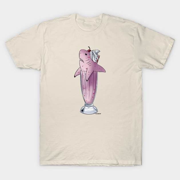 Strawberry Milkshark T-Shirt by lizstaley